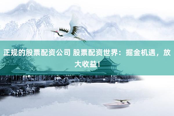 正规的股票配资公司 股票配资世界：掘金机遇，放大收益！
