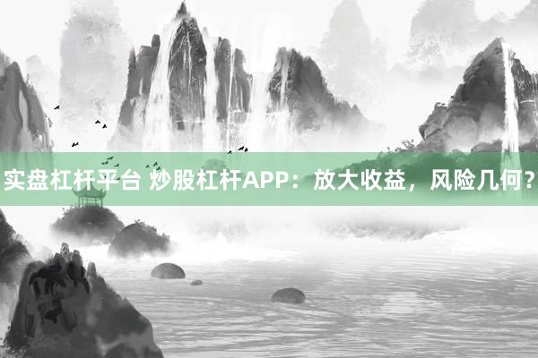 实盘杠杆平台 炒股杠杆APP：放大收益，风险几何？