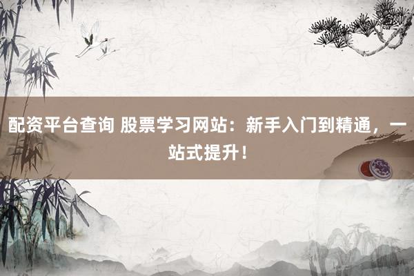 配资平台查询 股票学习网站：新手入门到精通，一站式提升！