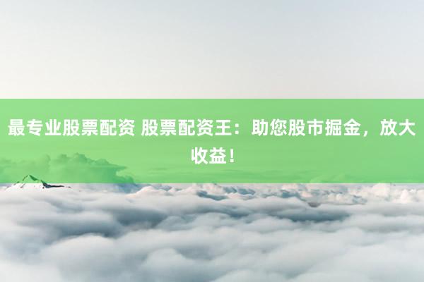 最专业股票配资 股票配资王：助您股市掘金，放大收益！