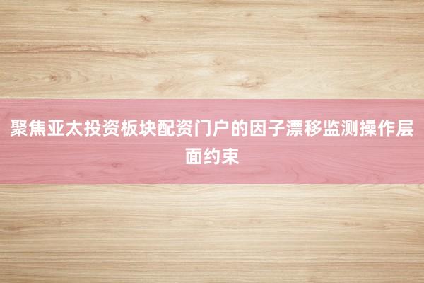 聚焦亚太投资板块配资门户的因子漂移监测操作层面约束