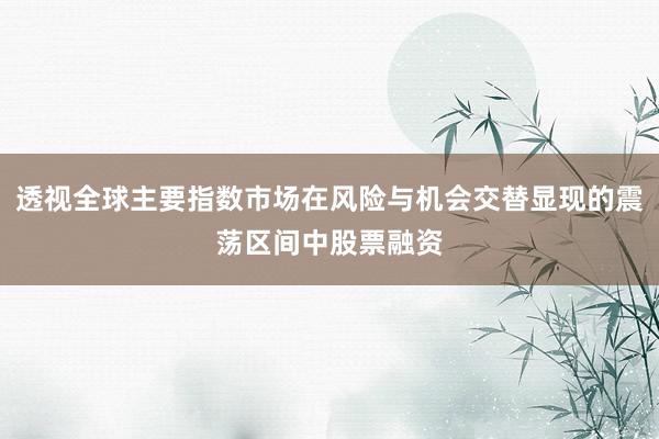 透视全球主要指数市场在风险与机会交替显现的震荡区间中股票融资