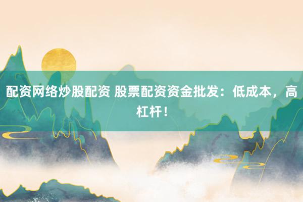 配资网络炒股配资 股票配资资金批发：低成本，高杠杆！