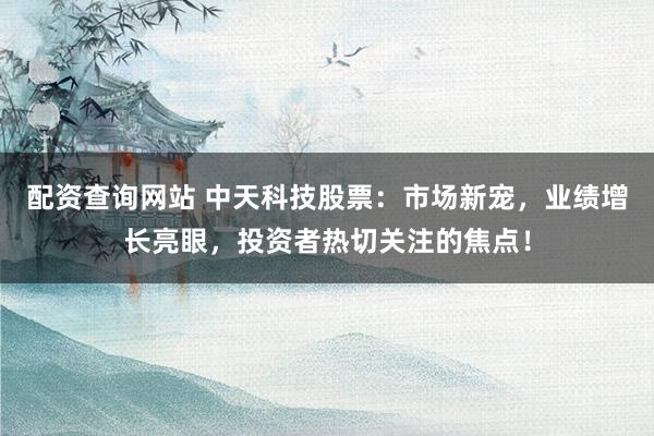 配资查询网站 中天科技股票：市场新宠，业绩增长亮眼，投资者热切关注的焦点！